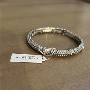 Park Lane Silver Crystal-Accented Hinged Bangle Bracelet